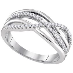 0.19 CTW Diamond Crossover Woven Ring 10KT White Gold - REF-30F2N