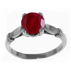 Genuine 2 ctw Ruby Ring Jewelry 14KT White Gold - REF-58Z3N