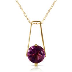 Genuine 1.45 ctw Amethyst Necklace Jewelry 14KT Yellow Gold - REF-23M8T