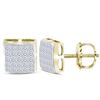 Image 1 : 0.63 CTW Princess Diamond Square Cluster Stud Earrings 14KT Yellow Gold - REF-44N9F