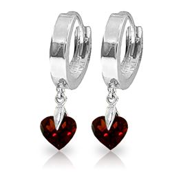 Genuine 1.50 ctw Garnet Earrings Jewelry 14KT White Gold - REF-25A8K