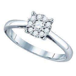 0.48 CTW Diamond Cluster Bridal Engagement Ring 18KT White Gold - REF-104Y9X