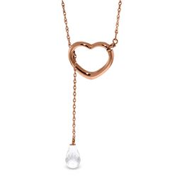 Genuine 2.25 ctw White Topaz Necklace Jewelry 14KT Rose Gold - REF-32A9K