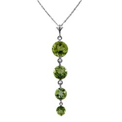 Genuine 3.9 ctw Peridot Necklace Jewelry 14KT White Gold - REF-23W5Y