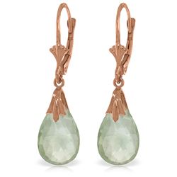 Genuine 6 ctw Green Amethyst Earrings Jewelry 14KT Rose Gold - REF-27K8V