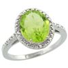 Image 1 : Natural 2.8 ctw Peridot & Diamond Engagement Ring 10K White Gold - REF-30K3R