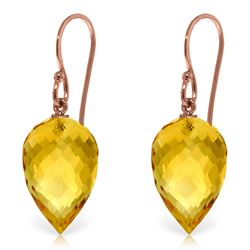 Genuine 19 ctw Citrine Earrings Jewelry 14KT Rose Gold - REF-28X4M