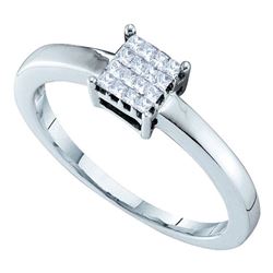 0.13 CTW Princess Diamond Square Cluster Ring 14KT White Gold - REF-22W4K