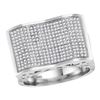 Image 1 : 0.83 CTW Mens Pave-set Diamond Rectangle Concave Cluster Ring 10KT White Gold - REF-71Y9X