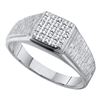 Image 1 : 0.12 CTW Mens Diamond Square Cluster Brushed Ring 10KT White Gold - REF-19W4K