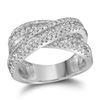 Image 1 : 1.93 CTW Pave-set Diamond Crossover Cocktail Ring 14KT White Gold - REF-224N9F