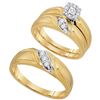 Image 1 : 0.25 CTW His & Hers Diamond Solitaire Matching Bridal Ring 10KT Yellow Gold - REF-44Y9X