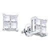 Image 1 : 1 CTW Princess Diamond Invisible-set Screwback Stud Earrings 14KT White Gold - REF-108X6Y