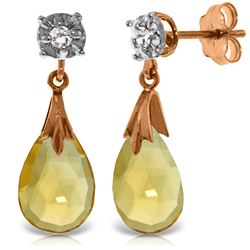 Genuine 6.06 ctw Citrine & Diamond Earrings Jewelry 14KT Rose Gold - REF-37X4M