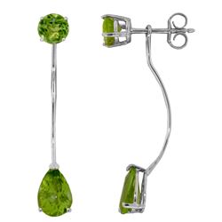 Genuine 4.2 ctw Peridot Earrings Jewelry 14KT White Gold - REF-32V2W