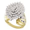 Image 1 : 2 CTW Prong-set Diamond Large Oval Cluster Ring 10KT Yellow Gold - REF-104F9N