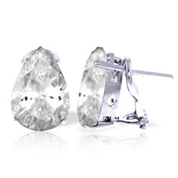 Genuine 10 ctw White Topaz Earrings Jewelry 14KT White Gold - REF-50X7M