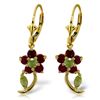 Image 1 : Genuine 1.72 ctw Peridot & Ruby Earrings Jewelry 14KT Yellow Gold - REF-49T8A