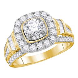 2 CTW Diamond Solitaire Bridal Engagement Ring 14KT Yellow Gold - REF-299H9M