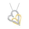 Image 1 : 0.16 CTW Diamond Double Joined Hearts Pendant 10KT Two-tone Gold - REF-14W9K