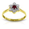 Image 1 : Genuine 0.23 ctw Ruby & Diamond Ring Jewelry 14KT Yellow Gold - REF-30P6H