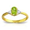 Image 1 : Genuine 0.46 ctw Peridot & Diamond Ring Jewelry 14KT Yellow Gold - REF-22R5P