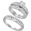 Image 1 : 0.45 CTW His & Hers Diamond Cluster Matching Bridal Ring 10KT White Gold - REF-49M5H