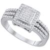 Image 1 : 0.35 CTW Diamond Square Cluster Ring 10KT White Gold - REF-30X2Y