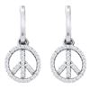 0.25 CTW Diamond Peace-sign Dangle Earrings 10KT White Gold - REF-22K4W
