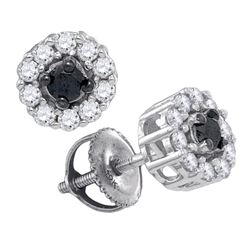 0.50 CTW Black Color Diamond Solitaire Stud Earrings 10KT White Gold - REF-30N2F