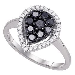 0.74 CTW Black Color Diamond Cluster Ring 10KT White Gold - REF-41W9K