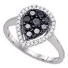 Image 1 : 0.74 CTW Black Color Diamond Cluster Ring 10KT White Gold - REF-41W9K