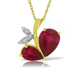 Genuine 5.36 ctw Ruby & Diamond Necklace Jewelry 14KT Yellow Gold - REF-84R3P