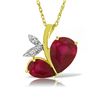 Genuine 5.36 ctw Ruby & Diamond Necklace Jewelry 14KT Yellow Gold - REF-84R3P
