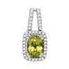 Image 1 : 1.18 CTW Cushion Peridot Solitaire Diamond Pendant 14KT White Gold - REF-38M9H