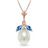 Genuine 4.5 ctw Blue Topaz Necklace Jewelry 14KT Rose Gold - REF-24V3W