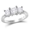 1.5 CTW Princess Diamond 3-stone Bridal Engagement Ring 14KT White Gold - REF-292X5Y