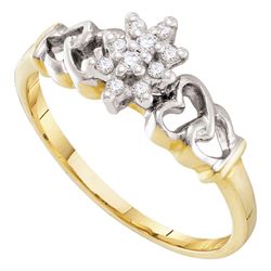 0.13 CTW Prong-set Diamond Small Cluster Ring 10KT Yellow Gold - REF-12N2F