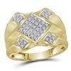 Image 1 : 0.33 CTW Mens Diamond Diagonal Square Cluster Ring 10KT Yellow Gold - REF-37W5K