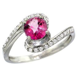 Natural 1.24 ctw pink-topaz & Diamond Engagement Ring 14K White Gold - REF-52K6R