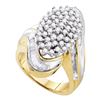 Image 1 : 1.03 CTW Diamond Wide Cluster Ring 10KT Yellow Gold - REF-75N2F