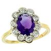 Image 1 : Natural 2.34 ctw Amethyst & Diamond Engagement Ring 14K Yellow Gold - REF-81K4R