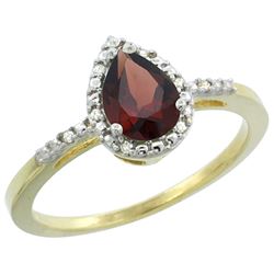 Natural 1.53 ctw garnet & Diamond Engagement Ring 10K Yellow Gold - REF-18M9H