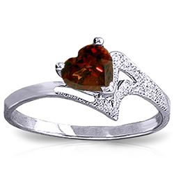 Genuine 0.90 ctw Garnet Ring Jewelry 14KT White Gold - REF-36P3H