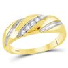 Image 1 : 0.10 CTW Mens Diamond Two-tone Single Row Wedding Ring 14KT Yellow Gold - REF-19H4M