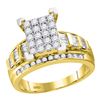 Image 1 : 0.50 CTW Diamond Cluster Bridal Engagement Ring 10KT Yellow Gold - REF-41M2H