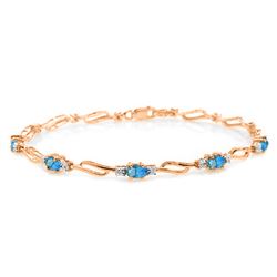 Genuine 3.39 ctw Blue Topaz & Diamond Bracelet Jewelry 14KT Rose Gold - REF-82M5T