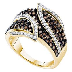 1 CTW Brown Color Diamond Fashion Ring 10KT Yellow Gold - REF-41Y9X