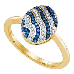 0.15 CTW Blue Color Diamond Cluster Ring 10KT Yellow Gold - REF-26W9K