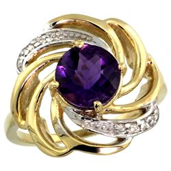 Natural 2.25 ctw amethyst & Diamond Engagement Ring 14K Yellow Gold - REF-57V8F